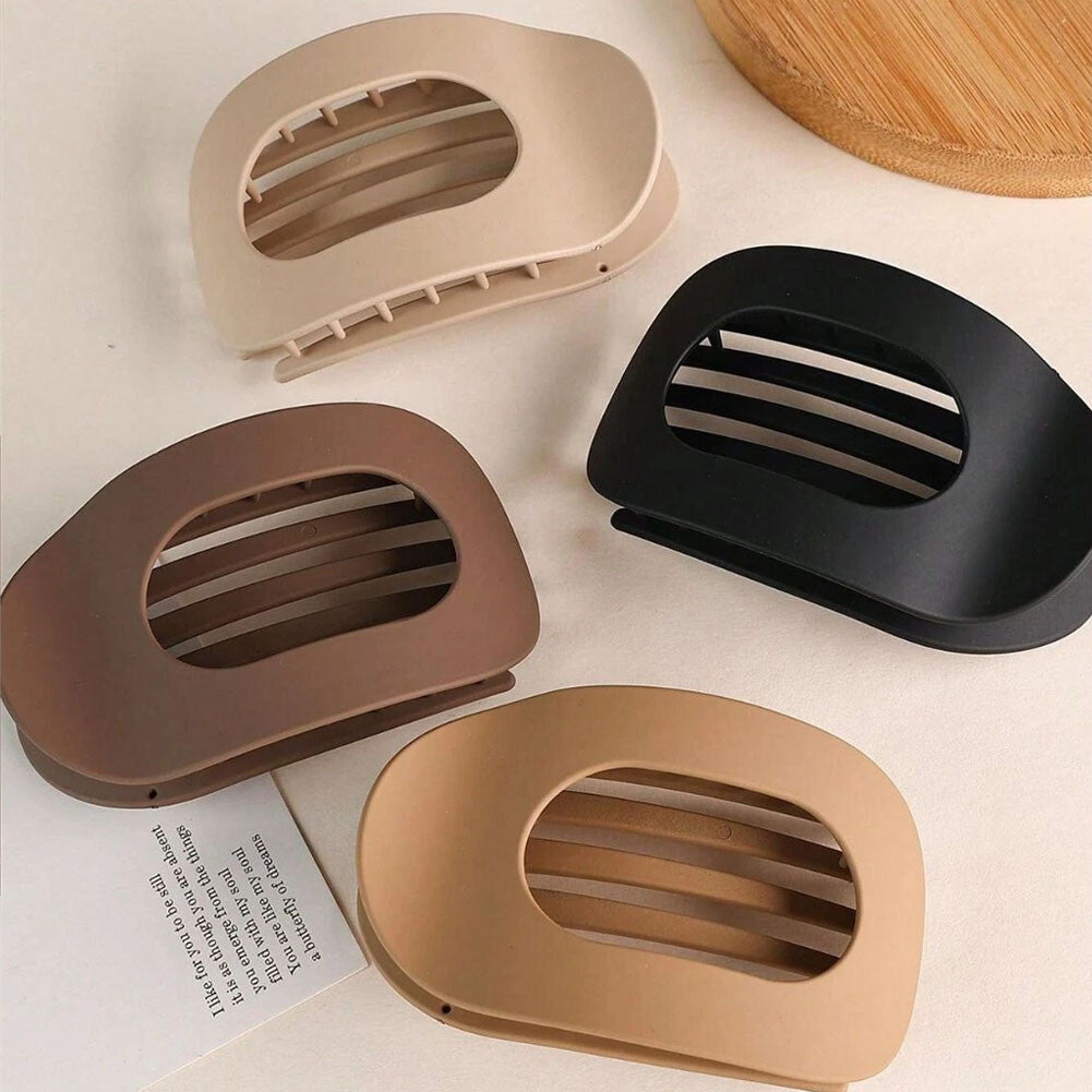 4 Pack Flat Hair Claw Clips Round Flat Hair Clip Strong Hold Lay Down Claw for Women